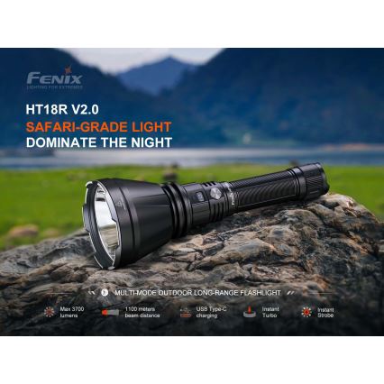 Fenix HT18RV20 - Podesiva punjiva LED ručna svjetiljka LED/USB 6000 mAh IP68 3700 lm 87 h crna