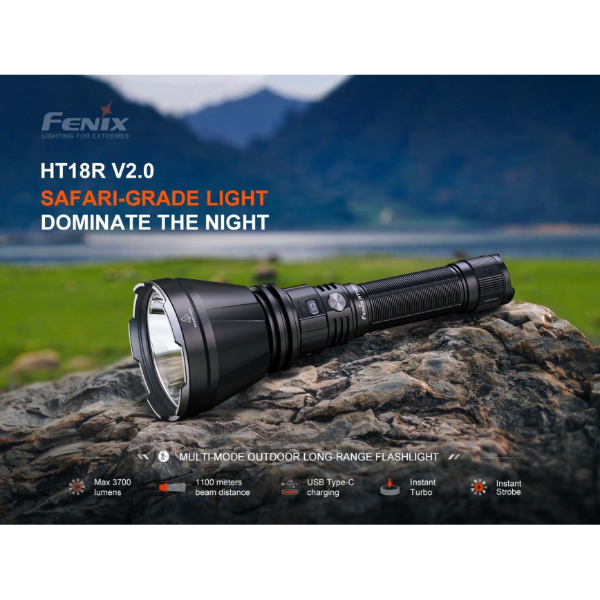 Fenix HT18RV20 - Podesiva punjiva LED ručna svjetiljka LED/USB 6000 mAh IP68 3700 lm 87 h crna