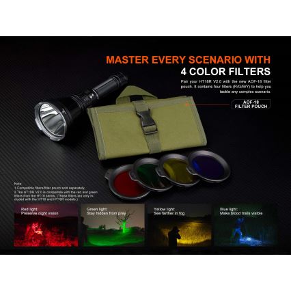 Fenix HT18RV20 - Podesiva punjiva LED ručna svjetiljka LED/USB 6000 mAh IP68 3700 lm 87 h crna