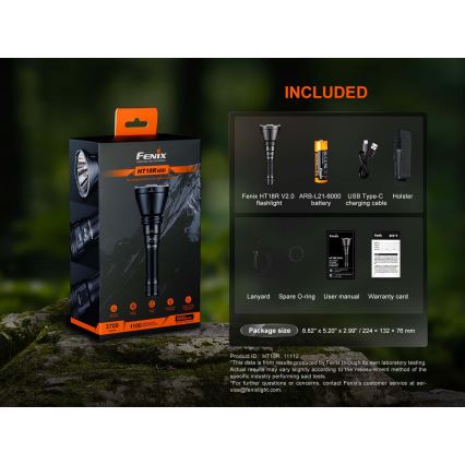 Fenix HT18RV20 - Podesiva punjiva LED ručna svjetiljka LED/USB 6000 mAh IP68 3700 lm 87 h crna