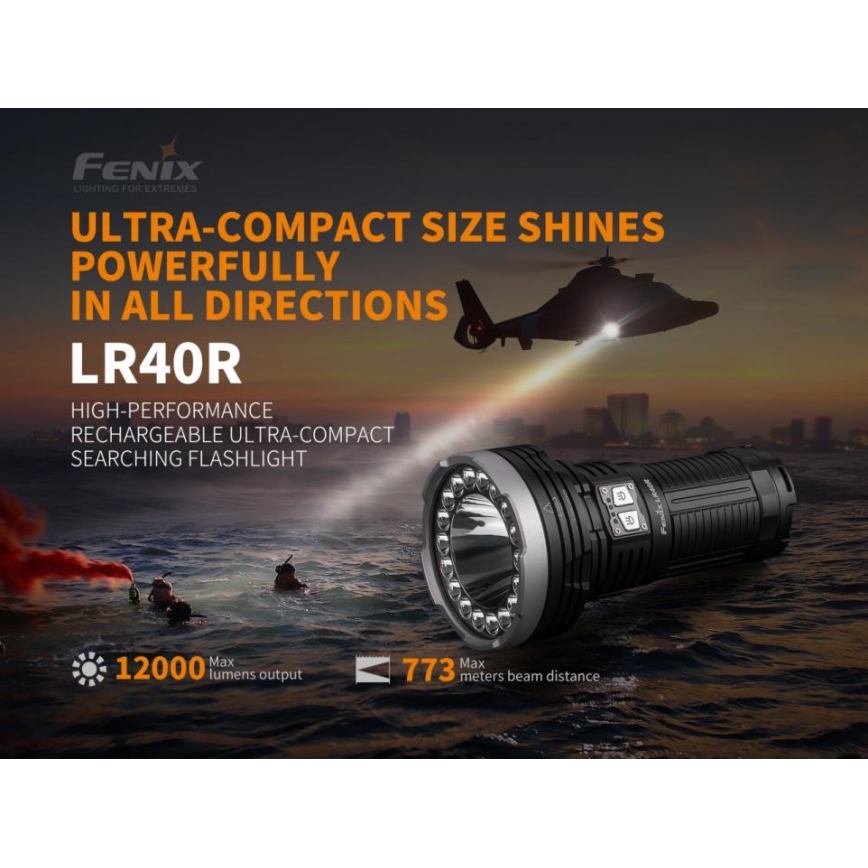 Fenix LR40R - LED Punjiva baterijska svjetiljka 19xLED/USB IP68 12000 lm 92 h