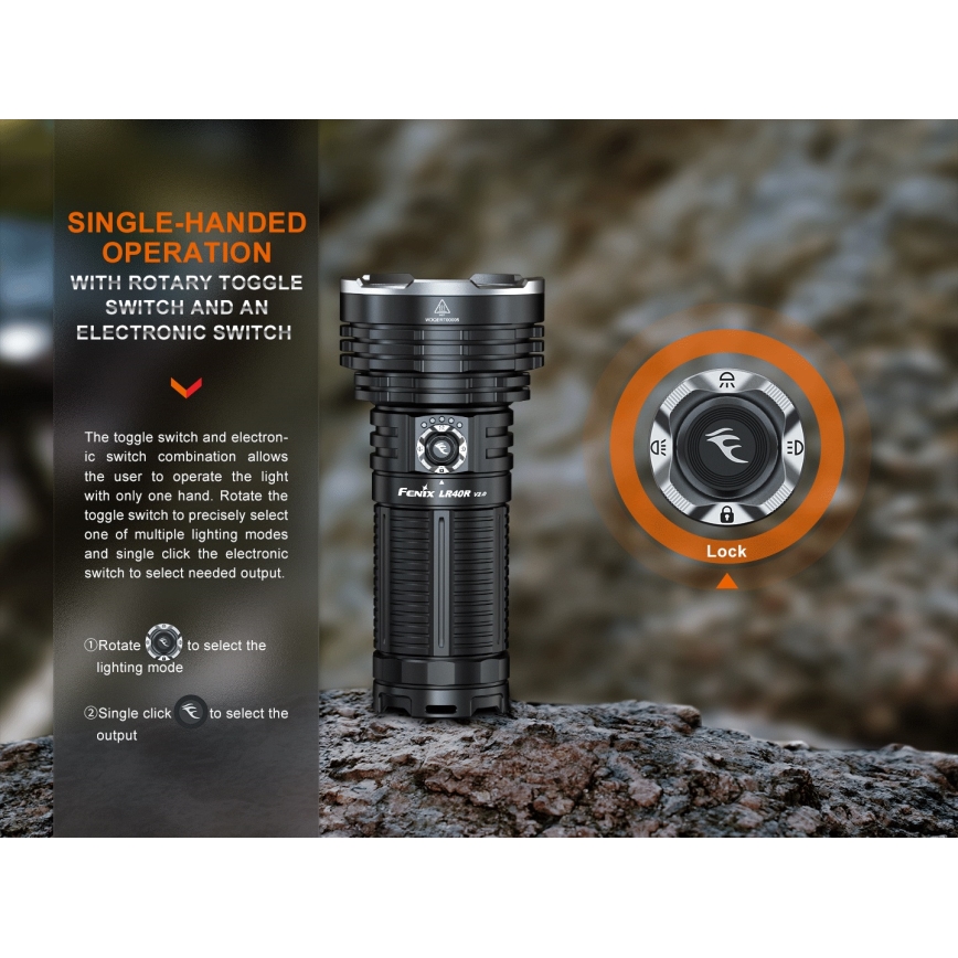 Fenix LR40RV20 - LED Punjiva baterijska svjetiljka LED/USB IP68 15000 lm 177 h 5000 mAh