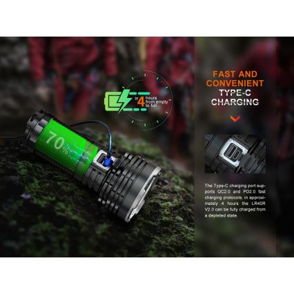 Fenix LR40RV20 - LED Punjiva baterijska svjetiljka LED/USB IP68 15000 lm 177 h 5000 mAh