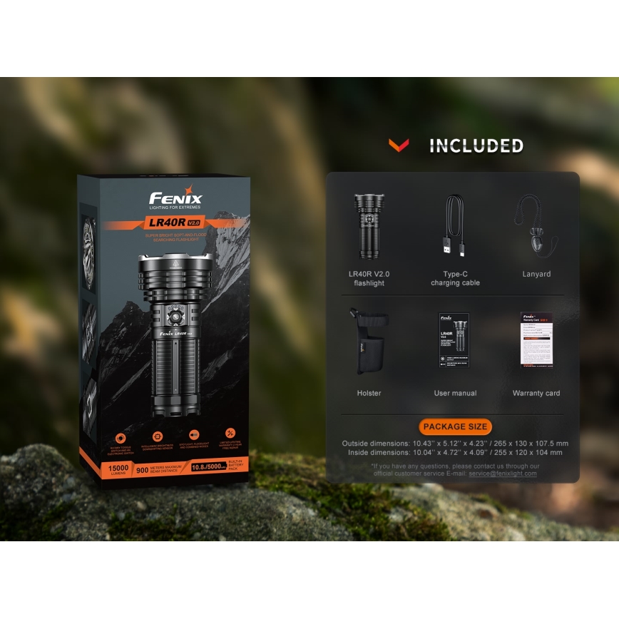 Fenix LR40RV20 - LED Punjiva baterijska svjetiljka LED/USB IP68 15000 lm 177 h 5000 mAh