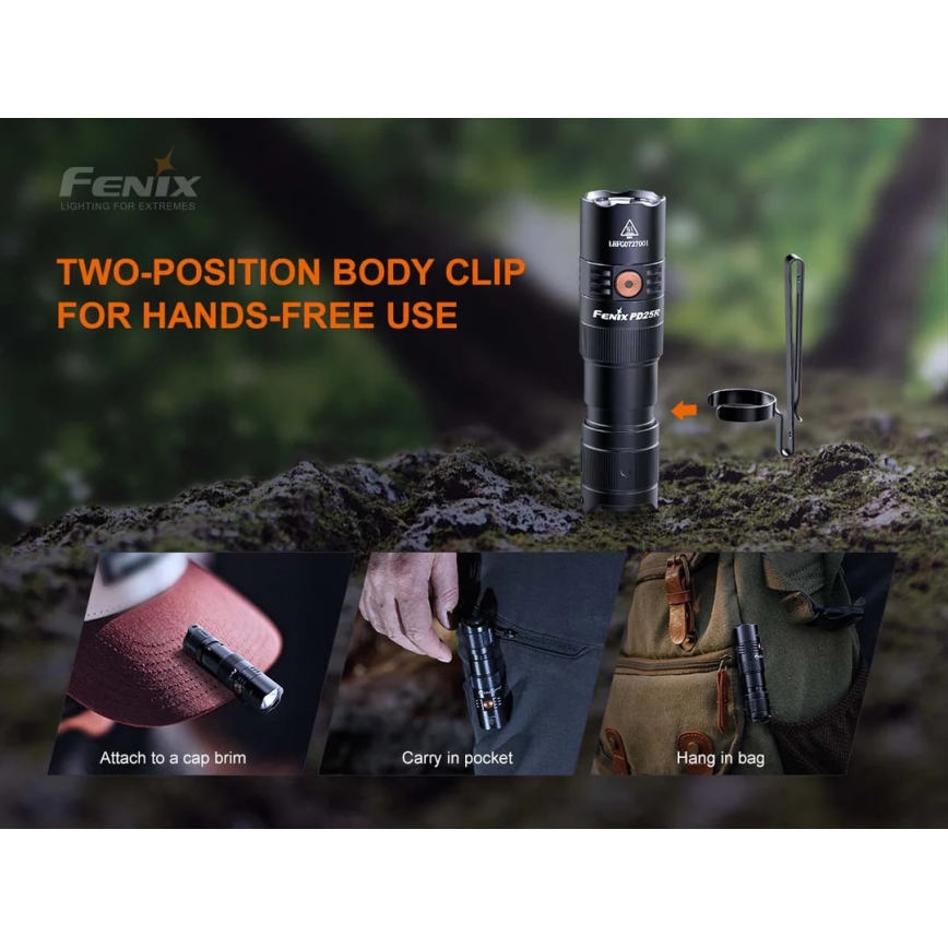 Fenix PD25R - LED Punjiva baterijska svjetiljka LED/USB/1xCR123A IP68 800 lm 70 h 700 mAh