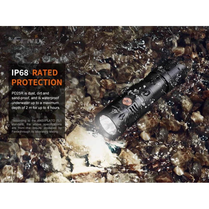 Fenix PD25R - LED Punjiva baterijska svjetiljka LED/USB/1xCR123A IP68 800 lm 70 h 700 mAh