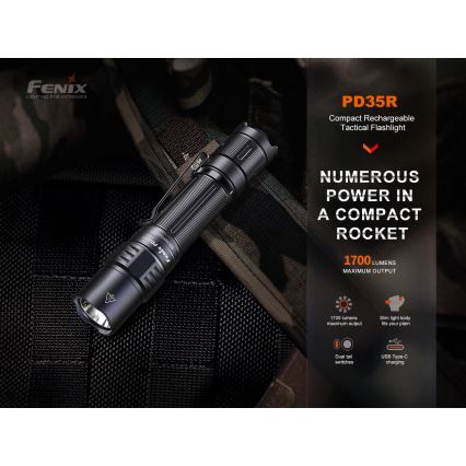 Fenix PD35R - LED Punjiva baterijska svjetiljka LED/USB/2xCR123A IP68 1700 lm 100 h 3400 mAh