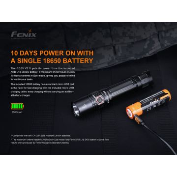 Fenix PD35V30 - LED Punjiva baterijska svjetiljka LED/2xCR123A IP68 1700 lm 230 h
