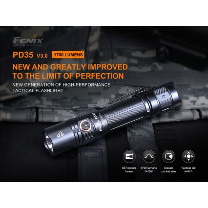 Fenix PD35V30 - LED Punjiva baterijska svjetiljka LED/USB/2xCR123A IP68 1700 lm 230 h 2600 mAh