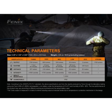 Fenix PD35V30 - LED Punjiva baterijska svjetiljka LED/USB/2xCR123A IP68 1700 lm 230 h 2600 mAh