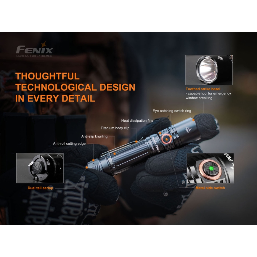 Fenix PD35V30 - LED Punjiva baterijska svjetiljka LED/USB/2xCR123A IP68 1700 lm 230 h 2600 mAh