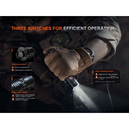 Fenix PD36RACE - LED punjiva svjetiljka s podesivom jačinom svjetla LED/USB 5000 mAh IP68 3000 lm 63,45 h crna