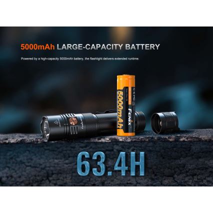 Fenix PD36RACE - LED punjiva svjetiljka s podesivom jačinom svjetla LED/USB 5000 mAh IP68 3000 lm 63,45 h crna
