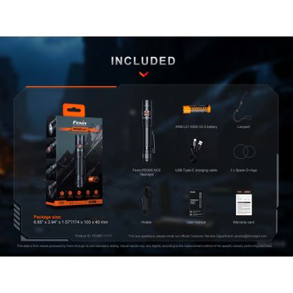 Fenix PD36RACE - LED punjiva svjetiljka s podesivom jačinom svjetla LED/USB 5000 mAh IP68 3000 lm 63,45 h crna