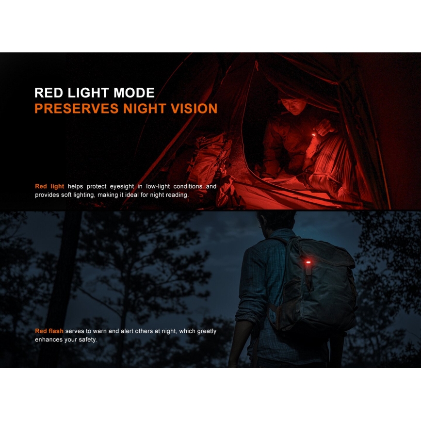 Fenix SW05RREDBLC - LED Prigušiva punjiva baterijska svjetiljka LED/USB IPX6 150 lm 49 h crna