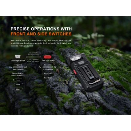 Fenix SW05RREDBLC - LED Prigušiva punjiva baterijska svjetiljka LED/USB IPX6 150 lm 49 h crna