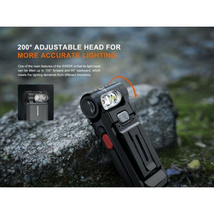 Fenix SW05RREDBLC - LED Prigušiva punjiva baterijska svjetiljka LED/USB IPX6 150 lm 49 h crna