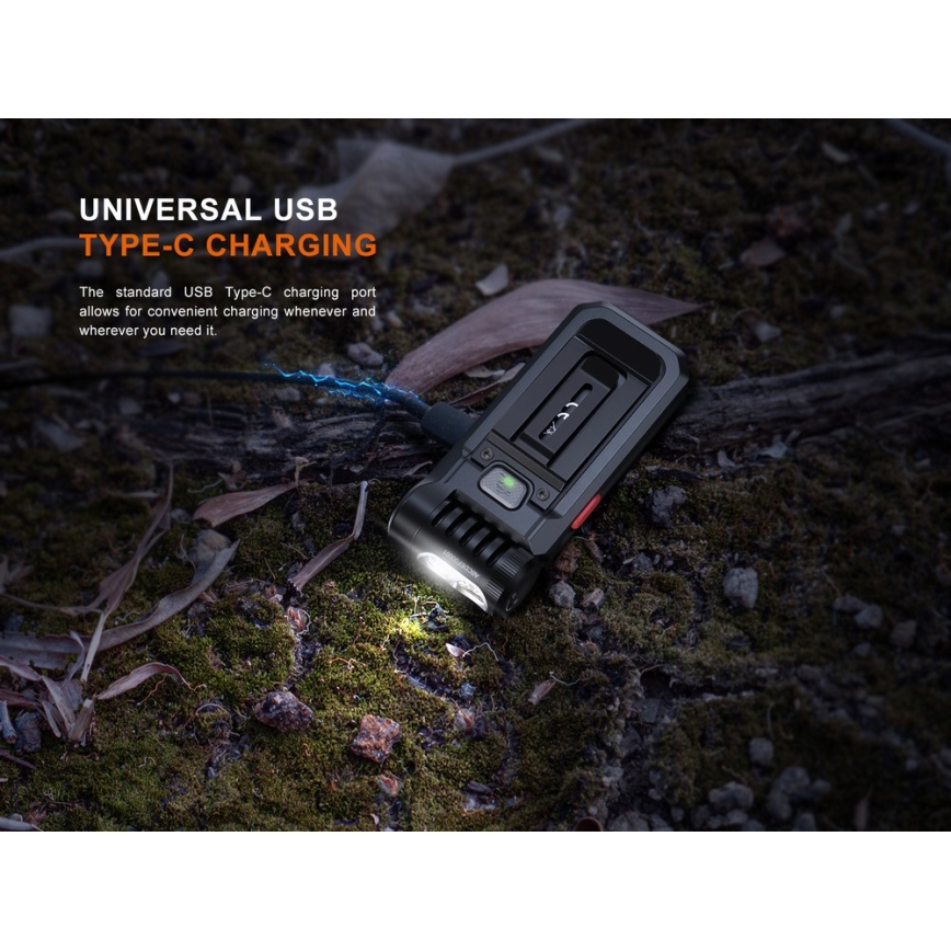 Fenix SW05RREDBLC - LED Prigušiva punjiva baterijska svjetiljka LED/USB IPX6 150 lm 49 h crna