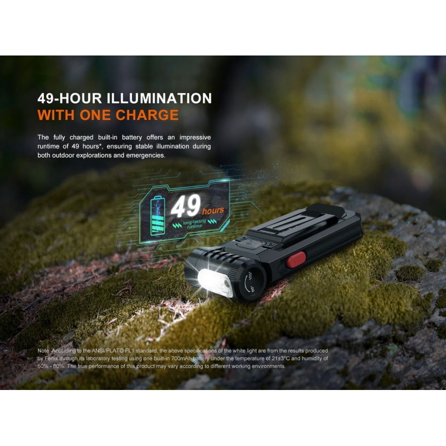 Fenix SW05RREDBLC - LED Prigušiva punjiva baterijska svjetiljka LED/USB IPX6 150 lm 49 h crna
