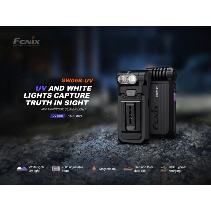Fenix SW05RUVBLC - LED Prigušiva punjiva baterijska svjetiljka LED/USB IPX6 150 lm 49 h 700 mAh crna