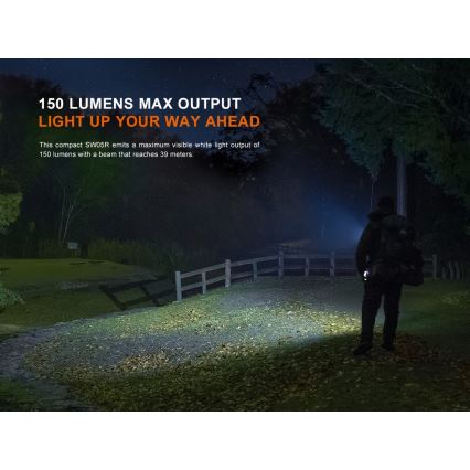 Fenix SW05RUVBLC - LED Prigušiva punjiva baterijska svjetiljka LED/USB IPX6 150 lm 49 h 700 mAh crna