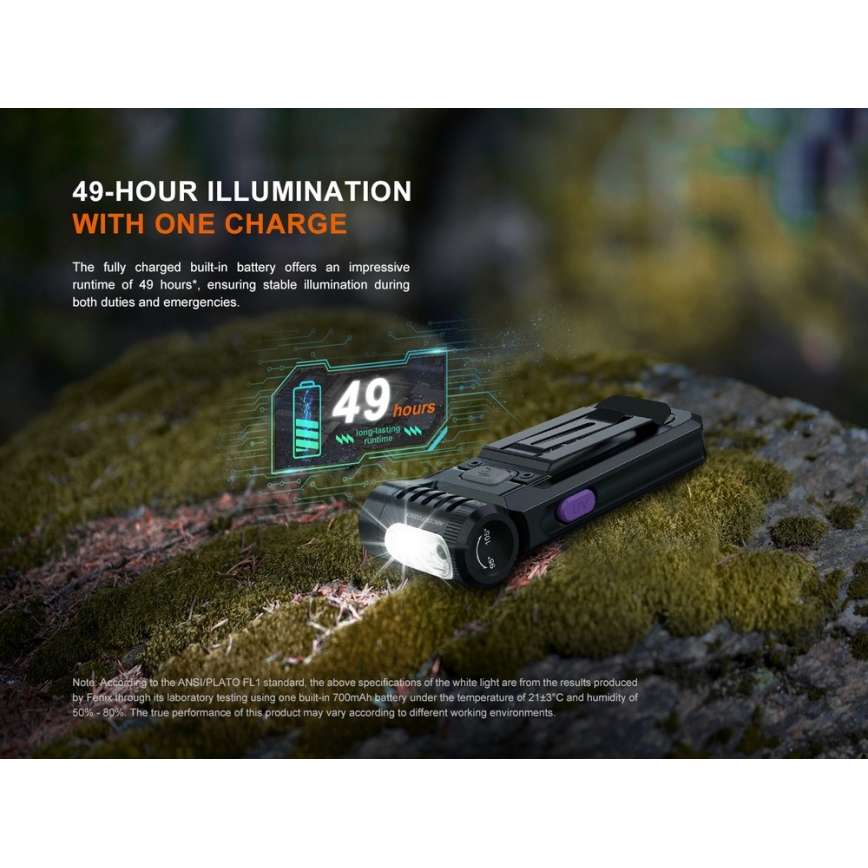 Fenix SW05RUVBLC - LED Prigušiva punjiva baterijska svjetiljka LED/USB IPX6 150 lm 49 h 700 mAh crna