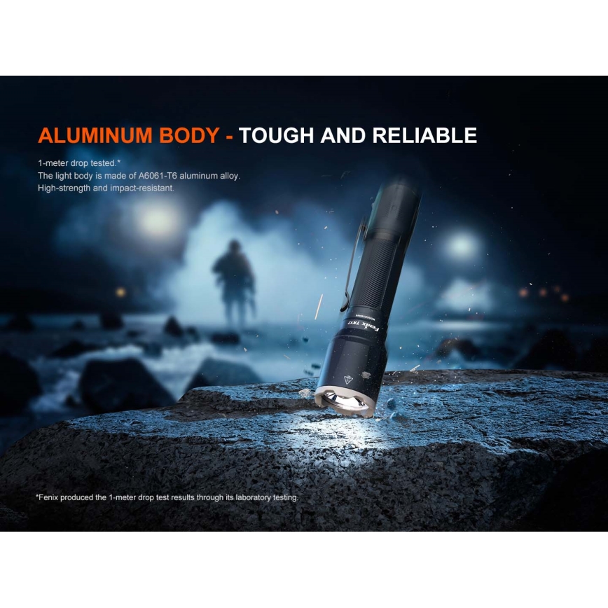 Fenix TK17BLK - punjiva LED ručna svjetiljka s prigušivanjem, LED/USB, 6000 mAh, IP68, 3600 lm, 60 h, crna