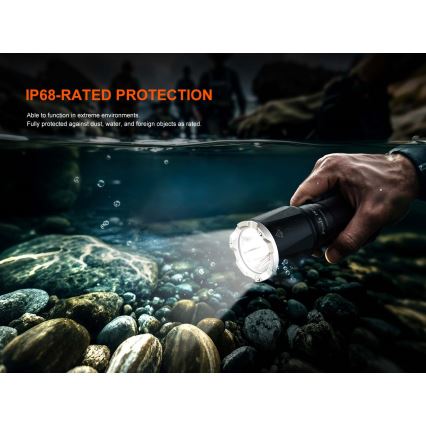 Fenix TK17BLK - punjiva LED ručna svjetiljka s prigušivanjem, LED/USB, 6000 mAh, IP68, 3600 lm, 60 h, crna