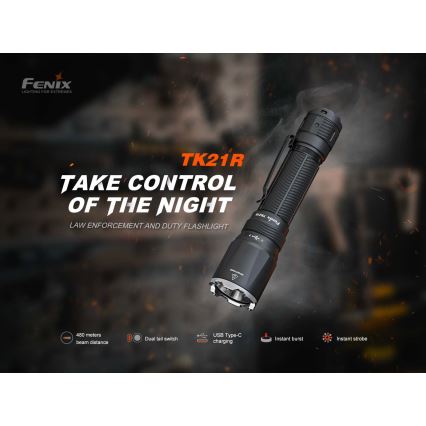 Fenix TK21RBLK - LED punjiva ručna svjetiljka s prigušivanjem LED/USB 6000 mAh IP68 3600 lm 72,5 h crna