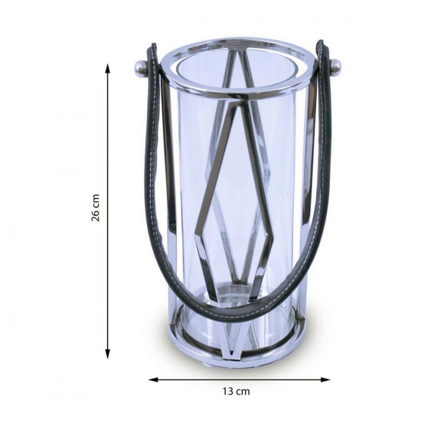 Fenjer FRAGIL 26 cm sjajni krom/crna