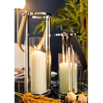 Fenjer LAMPION 30 cm sjajni krom/crna