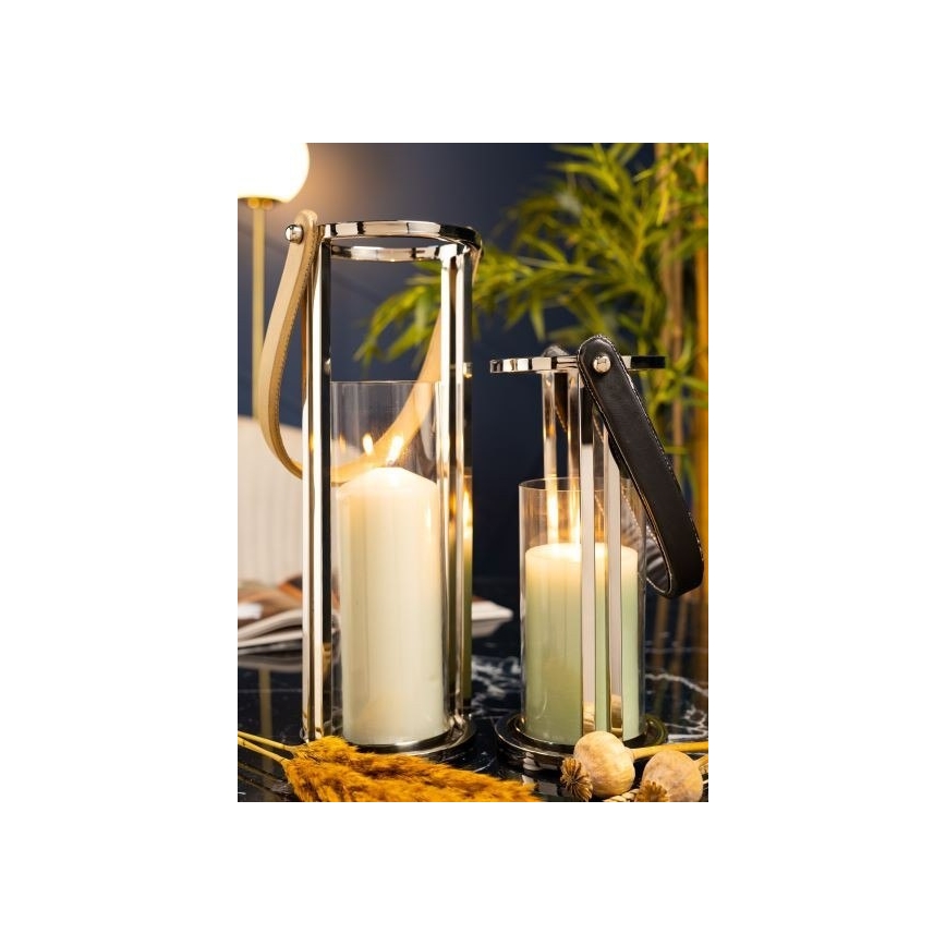 Fenjer LAMPION 30 cm sjajni krom/crna