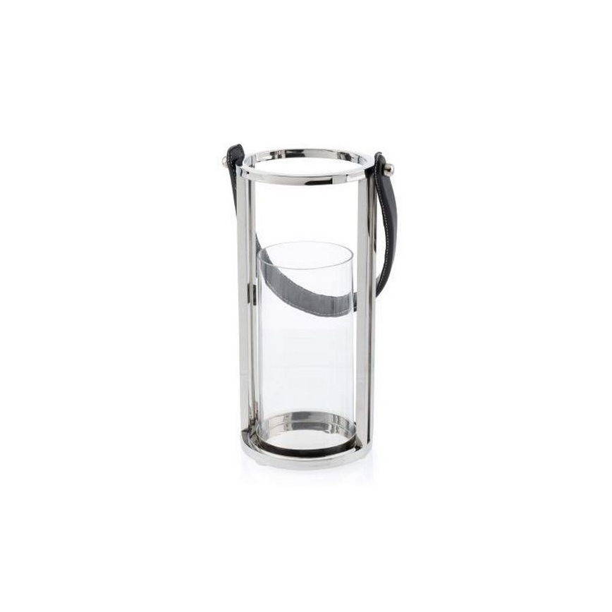 Fenjer LAMPION 30 cm sjajni krom/crna