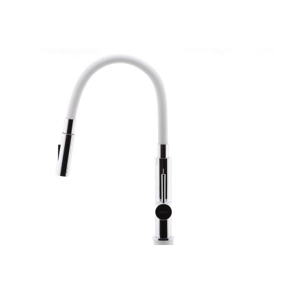 FERRO - Kuhinjska miješalica s fleksibilnim vratom, sjajni krom/bijela
