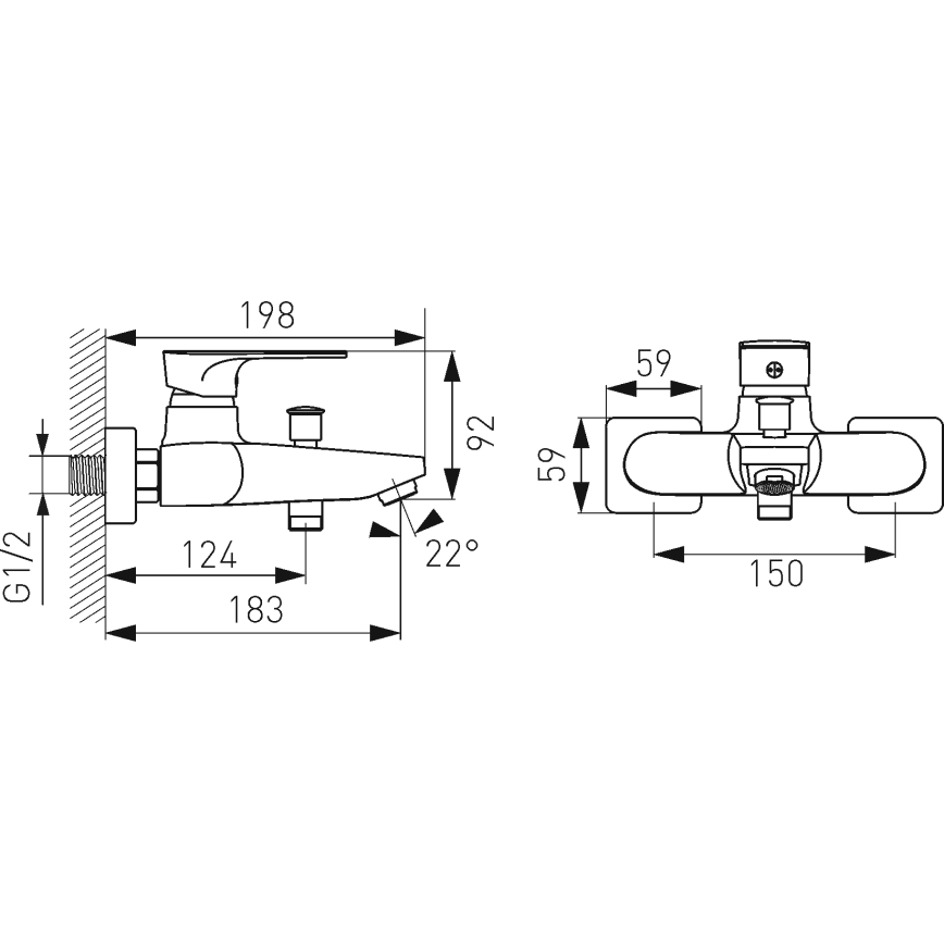 FERRO - Miješalica za kadu ALGEO SQUARE sjajni krom