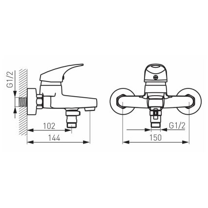 FERRO - Miješalica za kadu ONE, sjajni krom