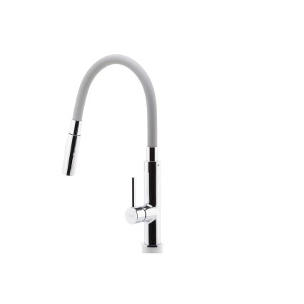 FERRO - Slavina za sudoper s fleksibilnim vratnim krakom, sjajni krom/siva