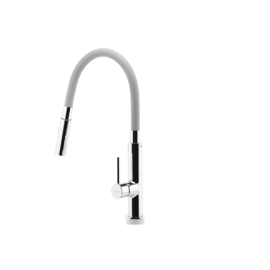 FERRO - Slavina za sudoper s fleksibilnim vratnim krakom, sjajni krom/siva