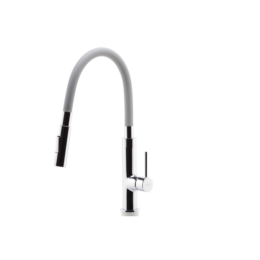 FERRO - Slavina za sudoper s fleksibilnim vratnim krakom, sjajni krom/siva