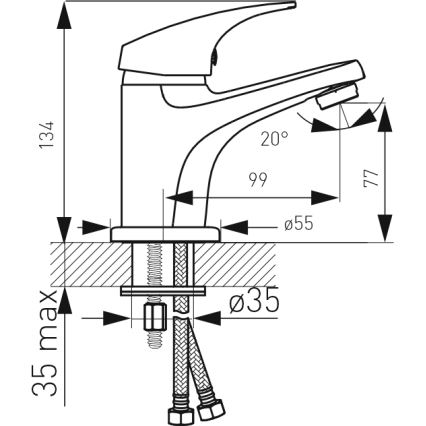 FERRO - Slavina za umivaonik + odtok ONE sjajni krom