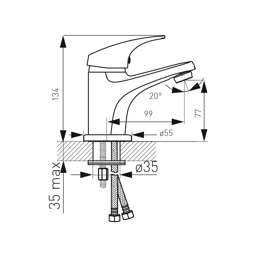 FERRO - Slavina za umivaonik + odtok ONE sjajni krom