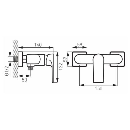 FERRO - Tuš miješalica ALGEO SQUARE sjajni krom