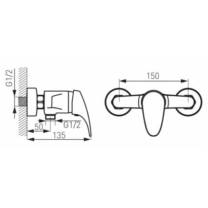 FERRO - tuš miješalica ONE sjajni krom
