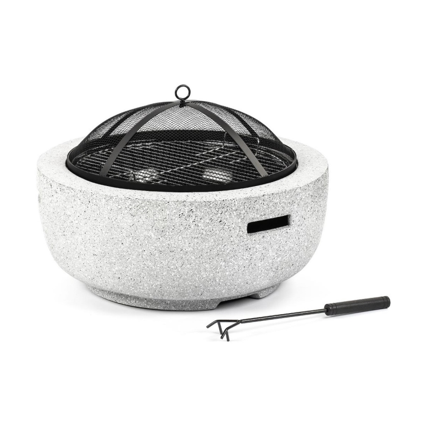 Fieldmann - Prijenosni drveni roštilj s rešetkom bijele boje