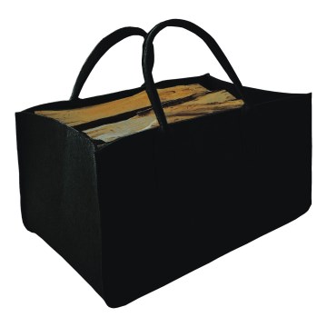 Filcana košara za drva s ručkama 27x50 cm crna