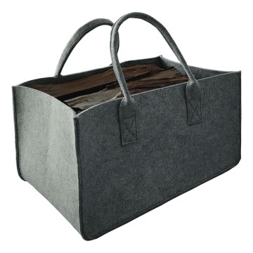 Filcana košara za drva s ručkama 27x50 cm siva