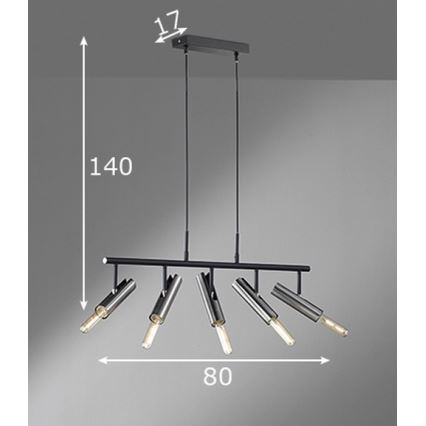 Fischer & Honsel 60369 - Luster na sajli DEAN 5xE27/25W/230V