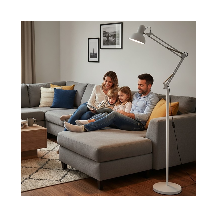 Fleksibilna podna lampa AURIQ 1xE27/60W/230V 184 cm bijela