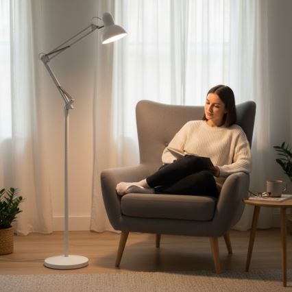 Fleksibilna podna lampa AURIQ 1xE27/60W/230V 184 cm bijela