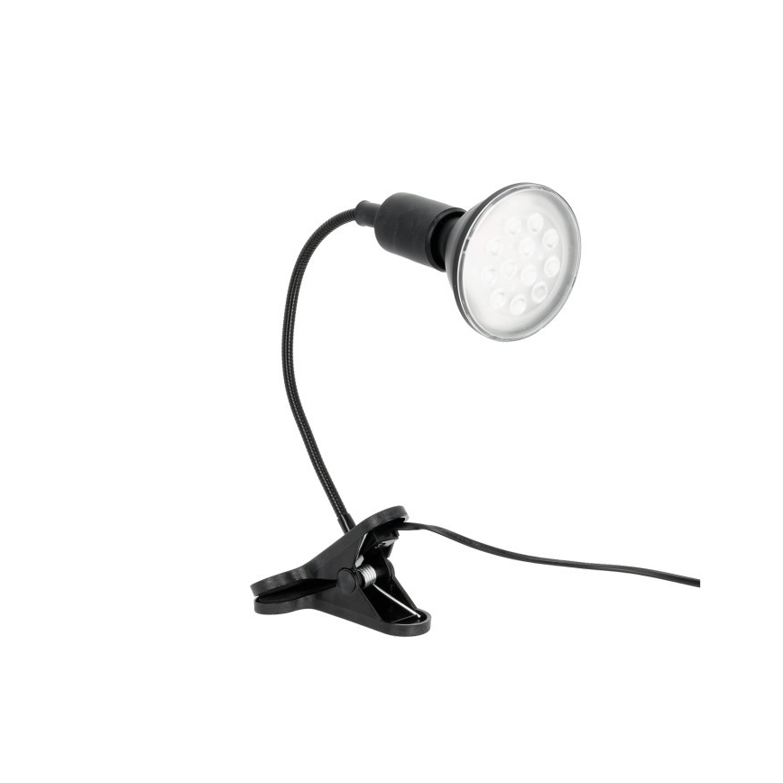 Fleksibilna stolna lampa s kopčom za uzgoj biljaka PLANTY 1xE27/30W/230V crna